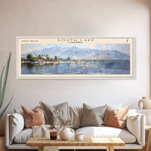 Load image into Gallery viewer, South Lake California Panoramic Framed Canvas Print, Lake House Decor, Wall Art, Travel Poster, Serene Landscape, Modern Art
