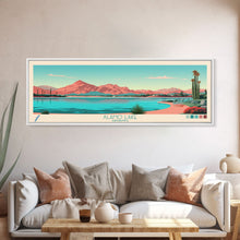 Carregar imagem no visualizador da galeria, Alamo Lake Arizona Framed Canvas Print, Panoramic Travel Poster, Midcentury Modern Wall Art, Pop Art, Scenic Bedroom Art