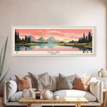 Carregar imagem no visualizador da galeria, Alice Lake Idaho Framed Canvas Print, Panoramic Wall Art, Midcentury Modern, Pop Art, Travel Poster, Lake House Decor