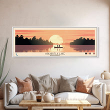 Load image into Gallery viewer, Arkabutla Lake Mississippi Framed Canvas Print, Panoramic Wall Art, Midcentury Modern, Pop Art, Travel Poster, Scenic Lake House Art