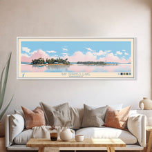 Load image into Gallery viewer, Bay Springs Lake Mississippi Framed Canvas Print, Panoramic Wall Art, Midcentury Modern, Pop Art, Travel Poster, Scenic Living Room Decor, Bedroom Art