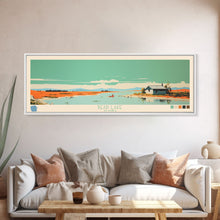 Load image into Gallery viewer, Bear Lake North Slope Alaska Framed Canvas Print, Panoramic Travel Poster, Midcentury Modern Wall Art, Pop Art, Lake House Decor, Nature Art
