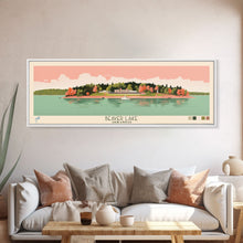 Load image into Gallery viewer, Beaver Lake Arkansas Framed Canvas Print, Panoramic Wall Art, Midcentury Modern, Pop Art, Travel Poster, Scenic Lake House Art, Bedroom Decor