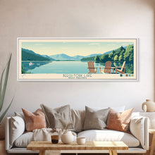 Load image into Gallery viewer, Beech Fork Lake West Virginia Framed Canvas Print, Panoramic Wall Art, Midcentury Modern, Pop Art, Travel Poster, Scenic Lake House Decor, Bedroom Art