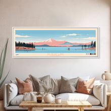 Load image into Gallery viewer, Big Bear Lake California Framed Canvas Print, Panoramic Wall Art, Midcentury Modern, Pop Art, Travel Poster, Scenic Bedroom Art, Living Room Decor