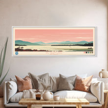 Load image into Gallery viewer, Big Glen Lake Michigan Framed Canvas Print, Panoramic Wall Art, Midcentury Modern, Pop Art, Travel Poster, Scenic Living Room Decor, Bedroom Art