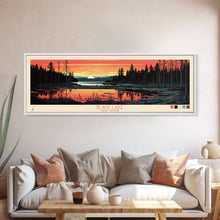 Load image into Gallery viewer, Black Lake New York Framed Canvas Print, Panoramic Wall Art, Midcentury Modern, Pop Art, Travel Poster, Scenic Living Room Art, Lake House Decor