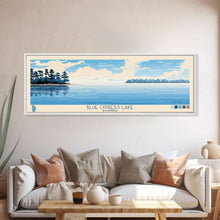 Load image into Gallery viewer, Blue Cypress Lake Florida Framed Canvas Print, Panoramic Wall Art, Midcentury Modern, Pop Art, Travel Poster, Scenic Living Room Art, Lake House Decor