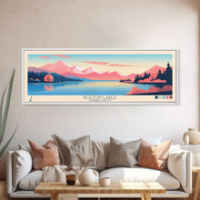 Load image into Gallery viewer, Bolton Lakes Connecticut Framed Canvas Print, Panoramic Wall Art, Midcentury Modern, Pop Art, Travel Poster, Scenic Living Room Art, Lake House Decor