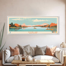 Load image into Gallery viewer, Boone Lake Rhode Island Framed Canvas Print, Panoramic Travel Poster, Midcentury Modern Wall Art, Pop Art, Nature Bedroom Decor, Scenic Lake House Art