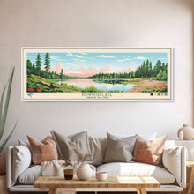 Load image into Gallery viewer, Bowdish Lake Rhode Island Framed Canvas Print, Panoramic Travel Poster, Midcentury Modern Wall Art, Pop Art, Nature Bedroom Decor, Scenic Lake House Art