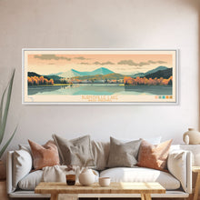 Carregar imagem no visualizador da galeria, Burnsville Lake West Virginia Framed Canvas Print, Midcentury Modern Panoramic Wall Art, Living Room Decor, Pop Art, Travel Poster Art, Scenic Nature Painting
