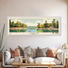 Cargar imagen en el visor de la galería, Carters Lake Georgia Framed Canvas Print, Pop Art Panoramic Travel Poster, Midcentury Modern, Wall Art, Scenic Nature Painting, Bedroom Decor, Living Room Art