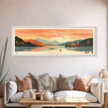 Cargar imagen en el visor de la galería, Cave Run Lake Kentucky Framed Canvas Print, Midcentury Modern Panoramic Wall Art, Living Room Decor, Pop Art, Travel Poster Art, Nature Art, Lake House Decor