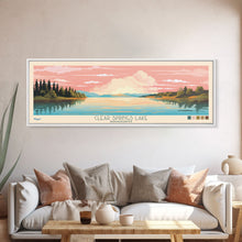 Cargar imagen en el visor de la galería, Clear Springs Lake Mississippi Framed Canvas Print, Pop Art Panoramic Travel Poster, Midcentury Modern, Wall Art, Scenic Nature Painting, Bedroom Decor, Living Room Art