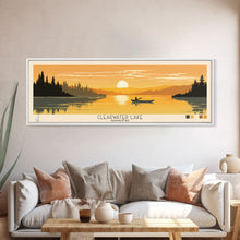 Cargar imagen en el visor de la galería, Clearwater Lake Missouri Framed Canvas Print, Pop Art Panoramic Travel Poster, Midcentury Modern, Wall Art, Scenic Nature Painting, Bedroom Decor, Living Room Art