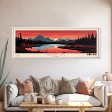 Load image into Gallery viewer, Crescent Lake Alaska Framed Canvas Print, Pop Art Panoramic Travel Poster, Midcentury Modern, Wall Art, Scenic Nature Painting, Bedroom Decor, Living Room Art