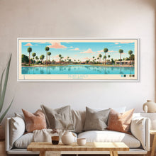 Load image into Gallery viewer, Dead Lakes Florida Framed Canvas Print, Midcentury Modern Panoramic Wall Art, Bedroom Decor, Pop Art, Travel Poster Art, Scenic Nature Painting
