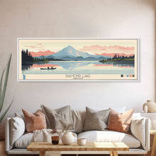 Load image into Gallery viewer, Diamond Lake Oregon Framed Canvas Print, Midcentury Modern Panoramic Wall Art, Bedroom Decor, Pop Art, Travel Poster Art, Scenic Nature Painting