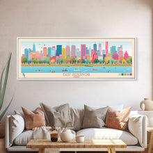 Load image into Gallery viewer, East Reservoir Ohio Framed Canvas Print, Panoramic Art, Midcentury Modern, Pop Art, Bedroom Wall Decor, Travel Poster, Lake View Art