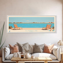 Load image into Gallery viewer, El Dorado Lake Kansas Framed Canvas Print, Panoramic Wall Art, Midcentury Modern, Pop Art, Living Room Art, Travel Poster, Vintage Lake Art