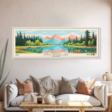 Load image into Gallery viewer, Emma Matilda Lake Wyoming Framed Canvas Print, Panoramic Wall Art, Midcentury Modern, Pop Art, Bedroom Decor, Travel Poster, Nature Painting