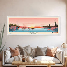 Load image into Gallery viewer, Ennadai Lake Nunavut Framed Canvas Print, Panoramic Wall Art, Midcentury Modern, Pop Art, Bedroom Decor, Travel Poster, Lake View