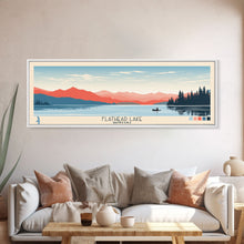 Carregar imagem no visualizador da galeria, Flathead Lake Montana Framed Canvas Print, Panoramic Wall Art, Midcentury Modern, Pop Art, Bedroom Decor, Travel Poster, Nature Art, Artistic Decor