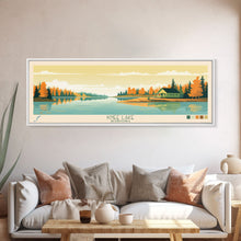 Load image into Gallery viewer, Knee Lake Manitoba Framed Canvas Print, Panoramic Wall Art, Midcentury Modern, Pop Art, Bedroom Art, Travel Poster, Lake House Art