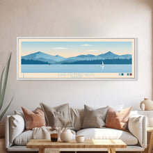 Load image into Gallery viewer, Lake Memphremagog Vermont Framed Canvas Print, Panoramic Wall Art, Midcentury Modern, Pop Art, Bedroom Art, Travel Poster, Lake House Decor