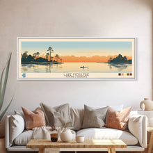Carregar imagem no visualizador da galeria, Lake Moultrie South Carolina Framed Canvas Print, Panoramic Wall Art, Midcentury Modern, Pop Art, Bedroom Art, Travel Poster, Lake House Decor