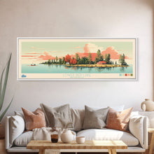 Load image into Gallery viewer, Lower Red Lake, Minnesota Panoramic Wall Art Framed Canvas Print, Midcentury Modern, Pop Art, Home Decor, Travel Poster, Living Room Art