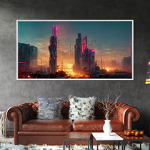Carregar imagem no visualizador da galeria, Cyberpunk Cityscape Dystopian City Futuristic Sunset Fine Art Print, Wall Art Print, Wall Décor, Wall Poster
