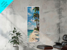 Carregar imagem no visualizador da galeria, Canvas Beach Landscape Painting, Textured Framed Canvas Art Print, Vertical Beach Art, Gallery Wall Painting, Modern Coastal Decor