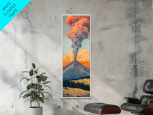 Load image into Gallery viewer, Colorful Volcano Eruption Printed on Framed Canvas, Vertical Landscape Art Print, Mountain Wall Art, 3D Canvas Art, Vertical Office Art