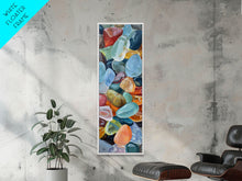 Load image into Gallery viewer, Colorful Textured Canvas Painting of Glass Rocks, Nature Art Print for Living Room, Oversized Canvas Art, Narrow Wall Art Print, Modern Art