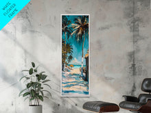 Load image into Gallery viewer, Beach Landscape Painted Canvas Art, Coastal Wall Art Print, Gallery Wall Art for Beach House, Oversized Vertical Wall Art for Living Room