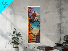 Load image into Gallery viewer, Coastal Wall Art Framed and Printed on Canvas, Surf Wall Art, Textured Canvas Painting Framed, Narrow Modern Wall Art for Office