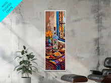 Carregar imagem no visualizador da galeria, Tuscan Kitchen Wall Art Print Framed on Canvas, Tall Narrow Mediterranean Art, Housewarming Gift, Textured Oil Painting , Modern Art Print