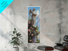 Carregar imagem no visualizador da galeria, Floral Angel Canvas Art Print Framed, Botanical Wall Art, Modern Botanical Still Life Art, Oversized Canvas Painting for Bedroom or Office