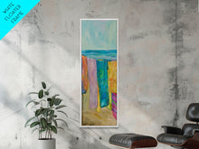 Load image into Gallery viewer, Colorful Laundry on Beach Landscape Art Print, Vertical Oversized Living Room Canvas Print Framed, Framed Wall Art for Laundry Room