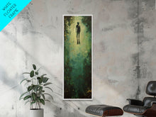Carregar imagem no visualizador da galeria, Abstract Canvas Painting of Underwater Diver, Modern Framed Wall Art, Dark Wall Art for Living Room, Tall and Narrow Wall Art Print