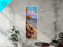 Cargar imagen en el visor de la galería, Coastal Printed Canvas Art, Beach Wall Art Framed, Contemporary Narrow Wall Art Print, New House Gift for Her, Surf Wall Art for Beach House