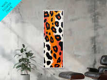 Load image into Gallery viewer, Bold Leopard Print in Orange and Black - Framed Canvas Print, Midcentury Modern Wall Art, Skinny Art, Tall Art, Living Room Decor