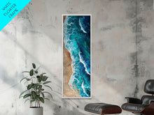 Carregar imagem no visualizador da galeria, Aerial Ocean View Art - Framed Canvas Print, Farmhouse Art, Boho Art, Skinny Art, Tall Art, Living Room Decor, Beach Wall Art for Home Decor
