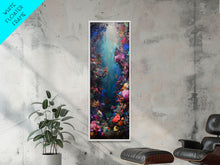 Load image into Gallery viewer, Deep Sea Adventure with Colorful Coral Reefs, Skinny and Tall Art, Stunning Framed Canvas Print, Underwater Landscape Wall Art