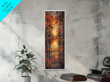 Carregar imagem no visualizador da galeria, Fall Forest Reflected in The Lake, Framed Canvas Print, Whimsical Home Decor, Unique Wall Art Gift Idea For Housewarming
