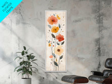 Load image into Gallery viewer, Delicate Poppy Flowers Skinny Art Tall Art Japanese Ukiyo-e Inspired Floral Print Framed Canvas Wall Art