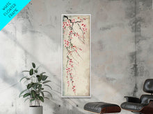 Load image into Gallery viewer, Cherry Blossoms, Full Bloom, Japanese Art, Skinny Art, Tall Art, Framed Canvas Print, Ukiyo-e Style