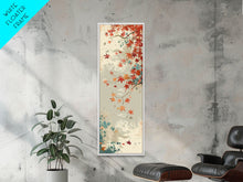 Load image into Gallery viewer, Autumn Maple Leaves in Japanese Garden Ukiyo-e Style Art Skinny Framed Canvas Print with Subtle Color Palette